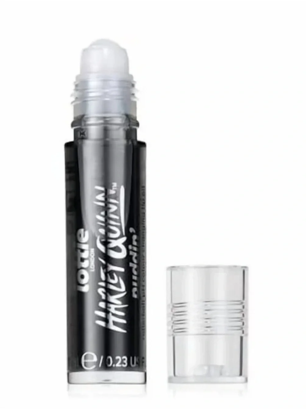 Lottie London Harley & Quinn Black Lip Gloss Roller Sheer Black Shine NWT